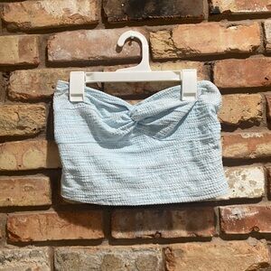 light blue SHEIN tube top (cropped)